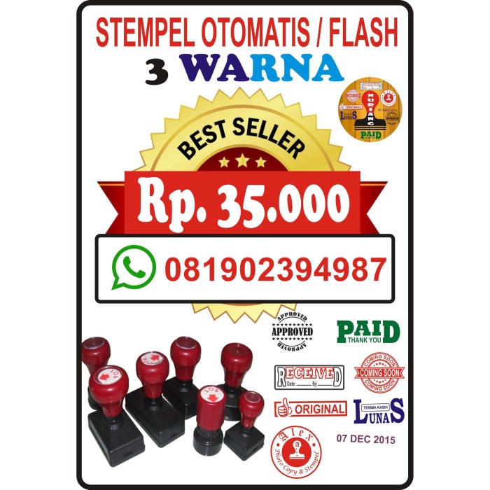 

MENYURAT-SURAT- STEMPEL OTOMATIS/FLASH 3 WARNA MURAH MERIAH -SURAT-MENYURAT.