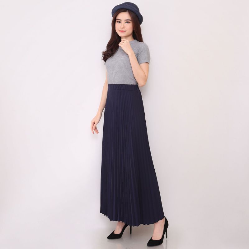 ROK PLISKET PREMIUM/ROK PANJANG WANITA - BAHAN PREMIUM