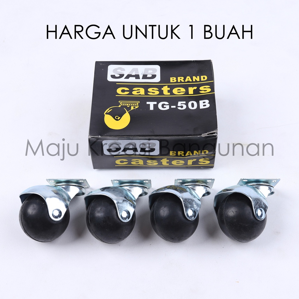 Roda Caster Karet Bulat Hidup 2 Inch Inci Castor Putar Plastik 2Inch 2Inci Etalase Troli Trolley Kastor Hitam