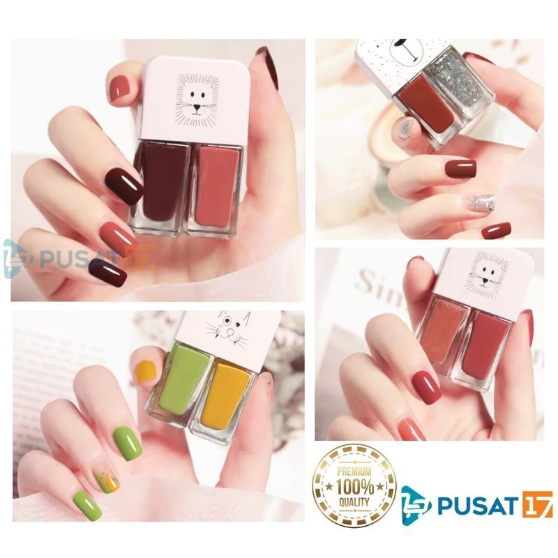 L1 Kutek HALAL 2 Warna | Kutex 2in1 Nail Polish Art 2 Tone | Cat Kuku Muslimah Nail Gel Gell