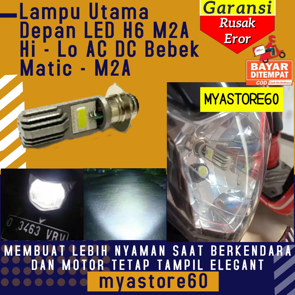 Lampu Utama Depan LED H6 M2A Hi - Lo AC DC Head Lamp Headlamp Lampu Jauh Lampu Dekat Motor Bebek Matic - M2A