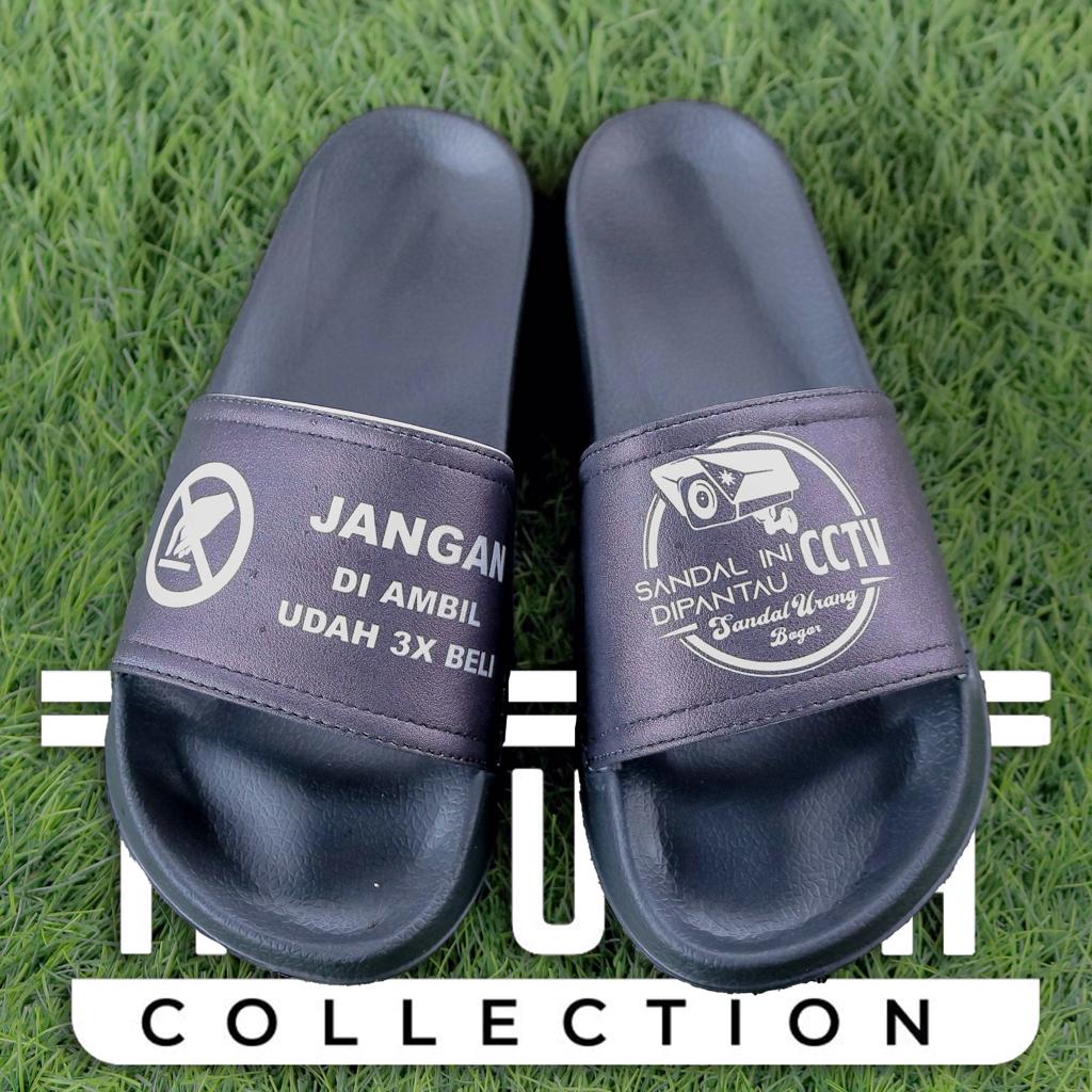 GN-Sandal Slop Pria Phyllon || Motif Quote Jangan Diambil Udah 3x Beli