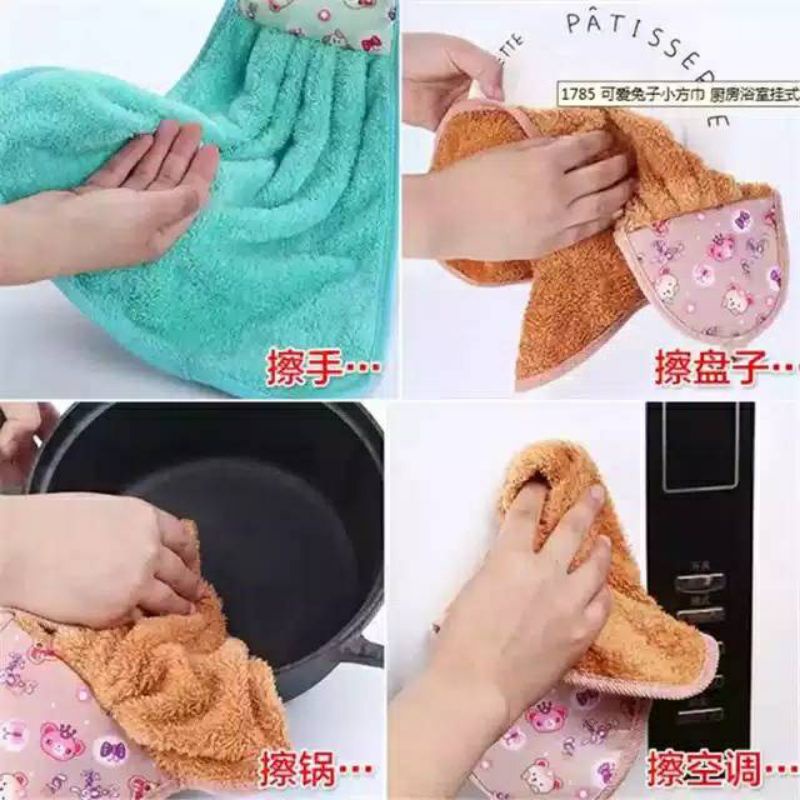 Kain Lap Tangan, Piring, Mangkok Serbet Handuk Gantung Dapur Microfiber Hanging Towel motif