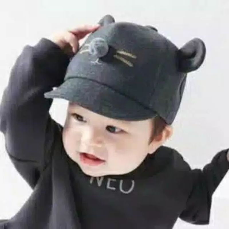 Topi anak bayi motif kucing-2