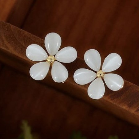 Anting Wanita Bunga Kristal Putih Warna-warni/ Korean White and Colorful Crystal Flower Earrings-2