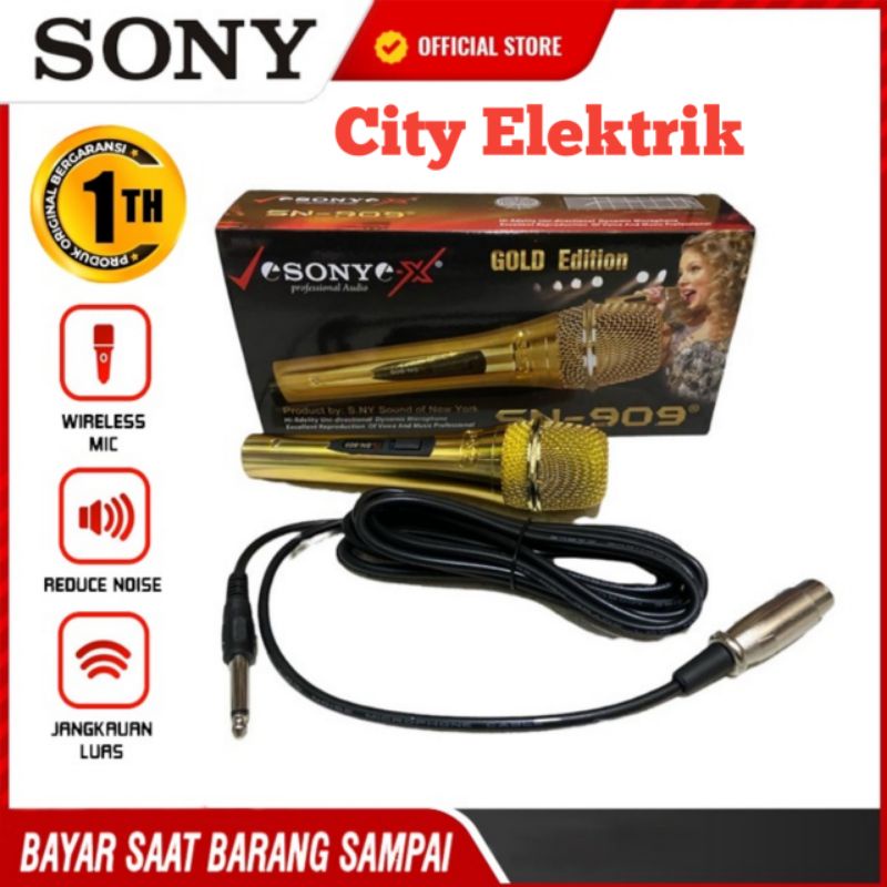 MIC KARAOKE SONY SN - 909 GOLD EDITION / MICROPHONE KABEL / MIC KABEL SONY SN 909 GOLD EDITION