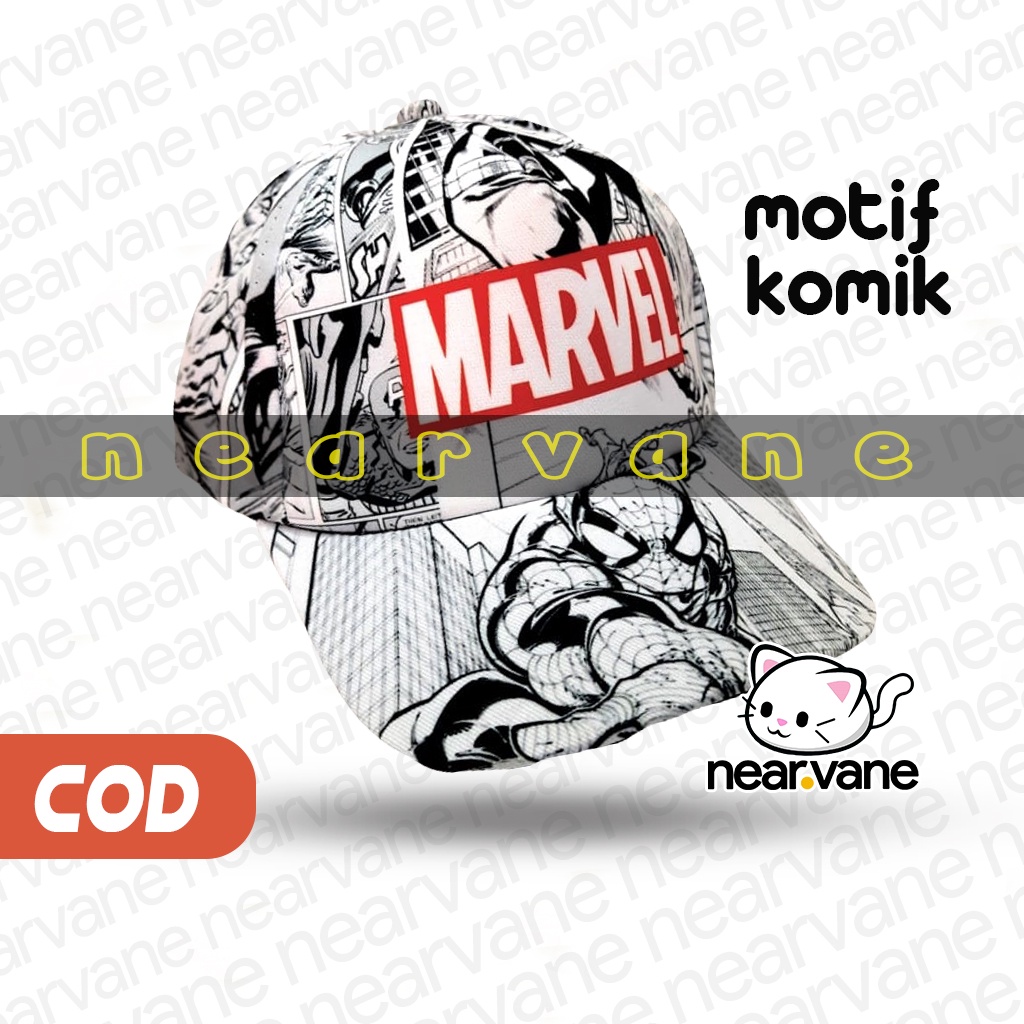 Topi Anak Karakter Motif Komik Marvel Full Print Sublim Keren Lucu Laki Laki Perempuan Murah Original Cowok Cewek Usia Umur 2 3 4 5 6 7 8 Tahun