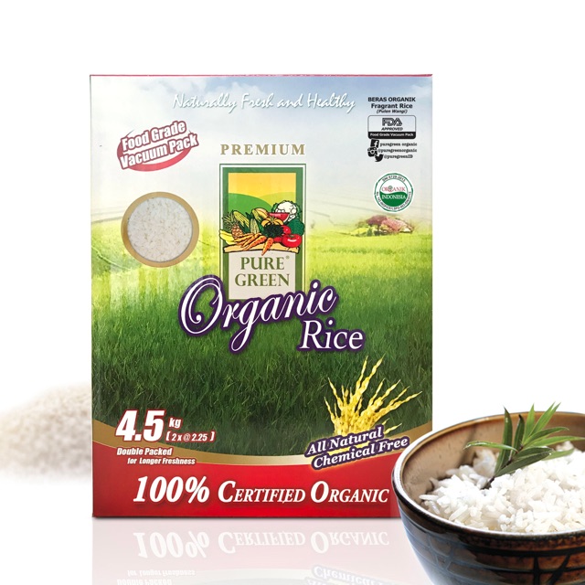 

Beras Organik Pure Green Organic Rice Pulen Wangi (Fragrant Rice) 4,5 kg