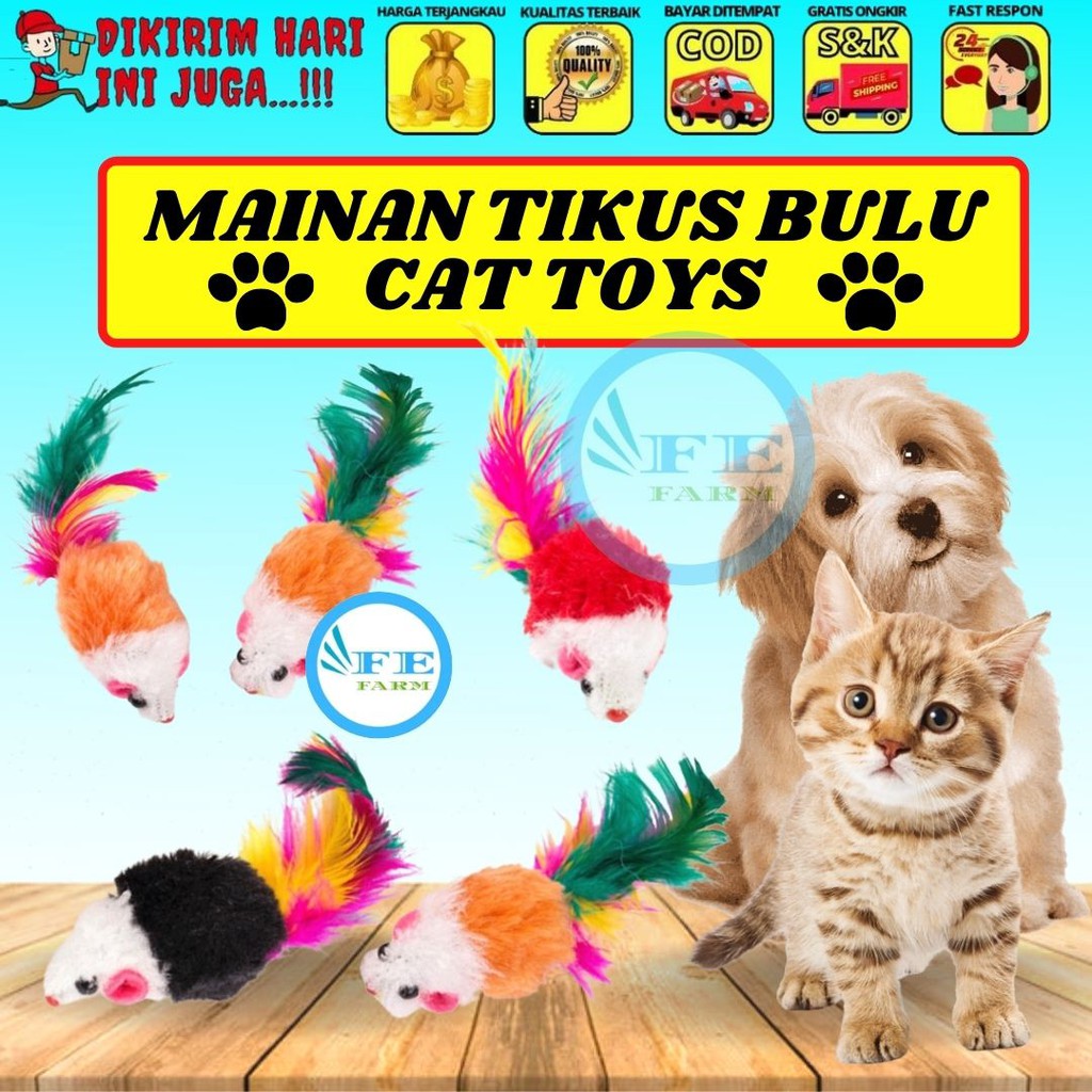 Mainan Tikus Kucing Mini Bulu Untuk Kucing FEFARM