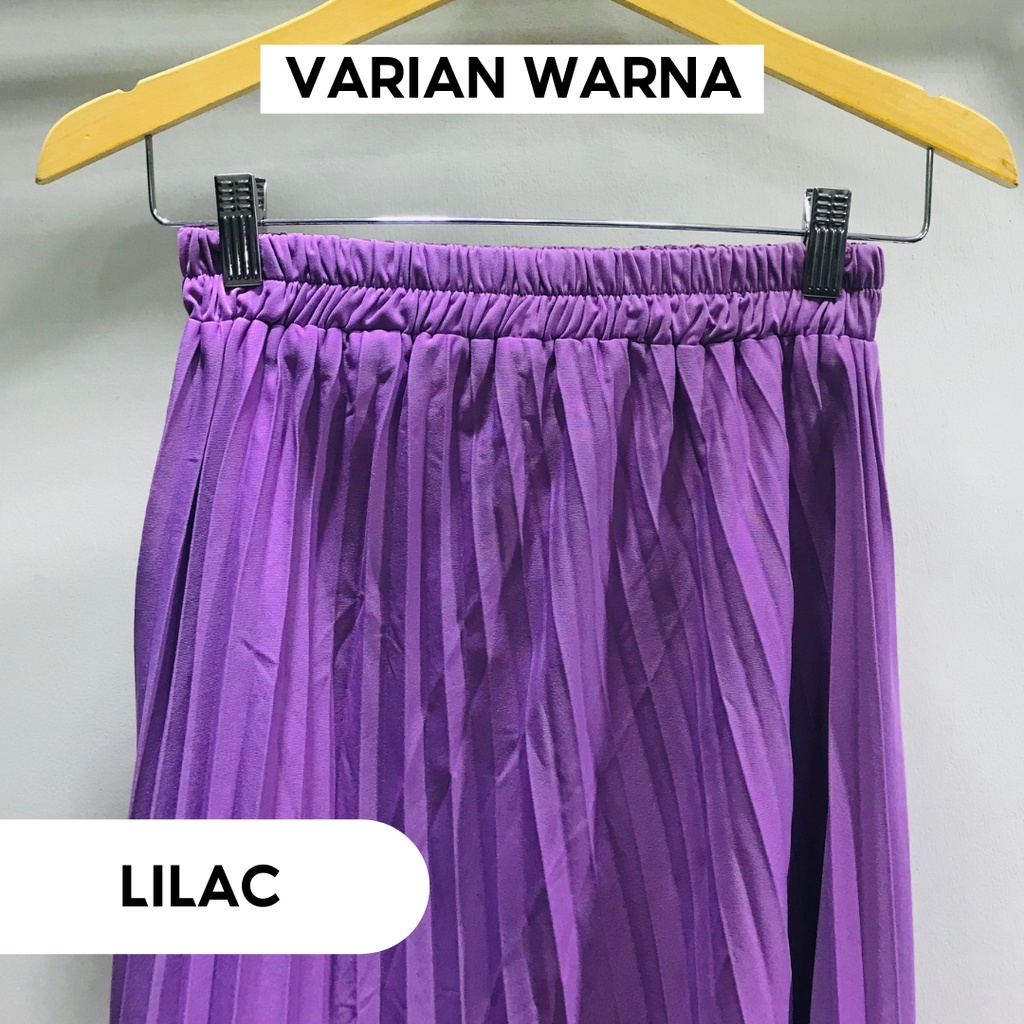 Rok termurah Jumbo Plisket Pendek Wanita 7/8 / Rok Payung Wanita-Lilac