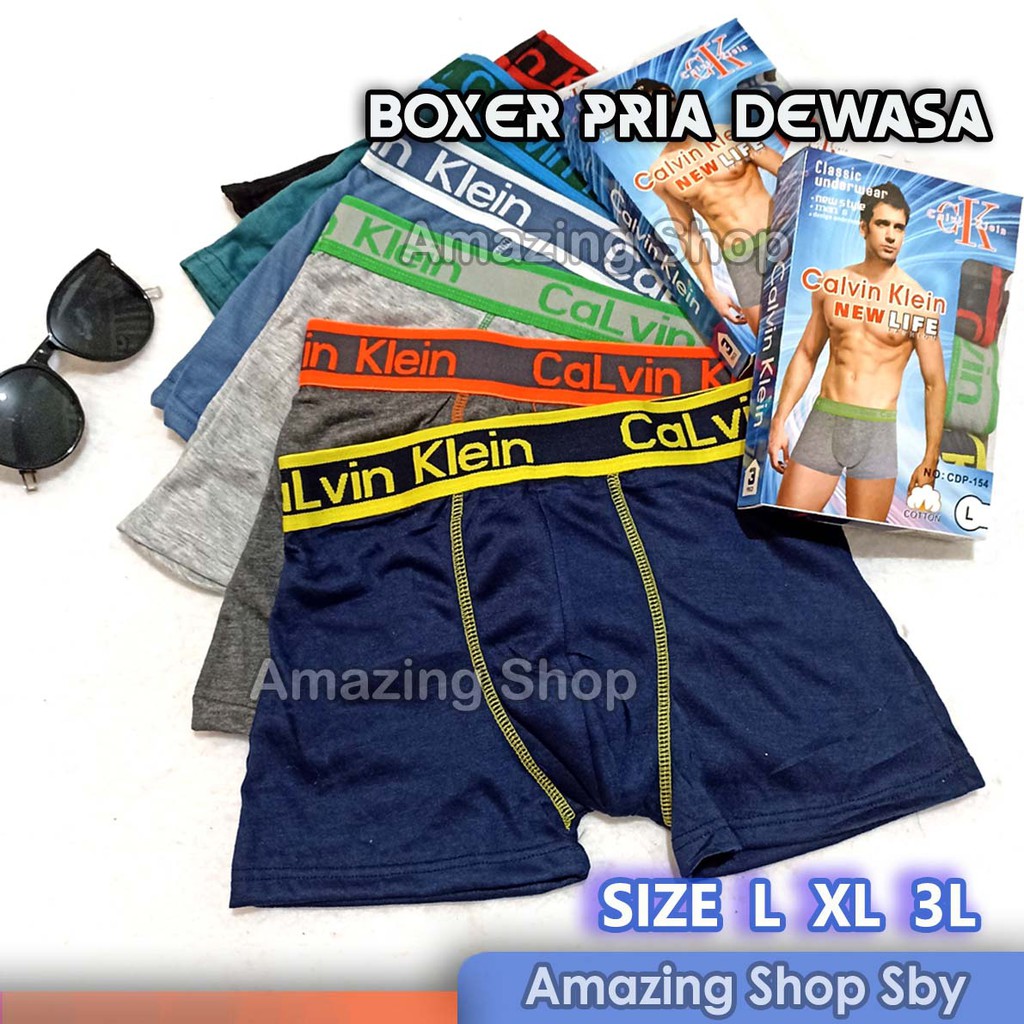 Celana Dalam Boxer Pria Dewasa Cowok Bahan Katun Bokser Laki laki Daleman Sport Murah Calvin Klein Amazing Shop