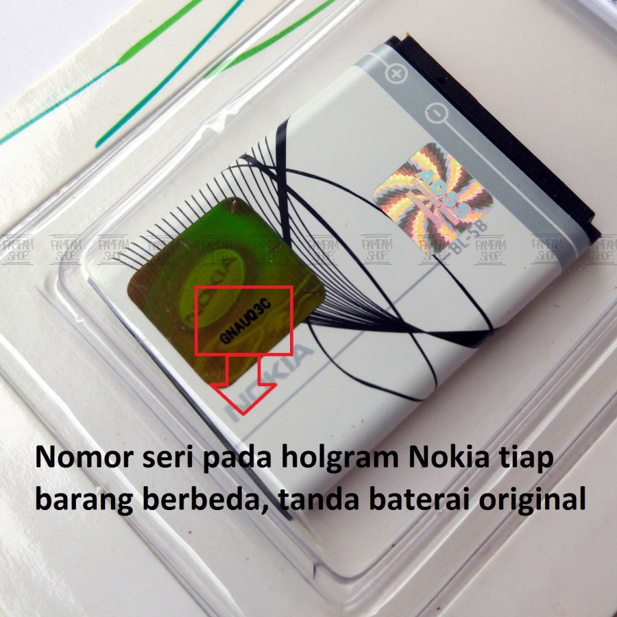 Baterai Nokia BL5B 3220 3230 5200 5300 5500 6020 6060 6070 7260 7360 N80 N90 Batre BL-5B Original