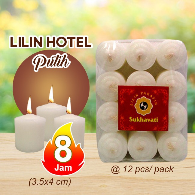 Lilin Hotel putih (3.5x4 cm) @ 12 pcs/ pack