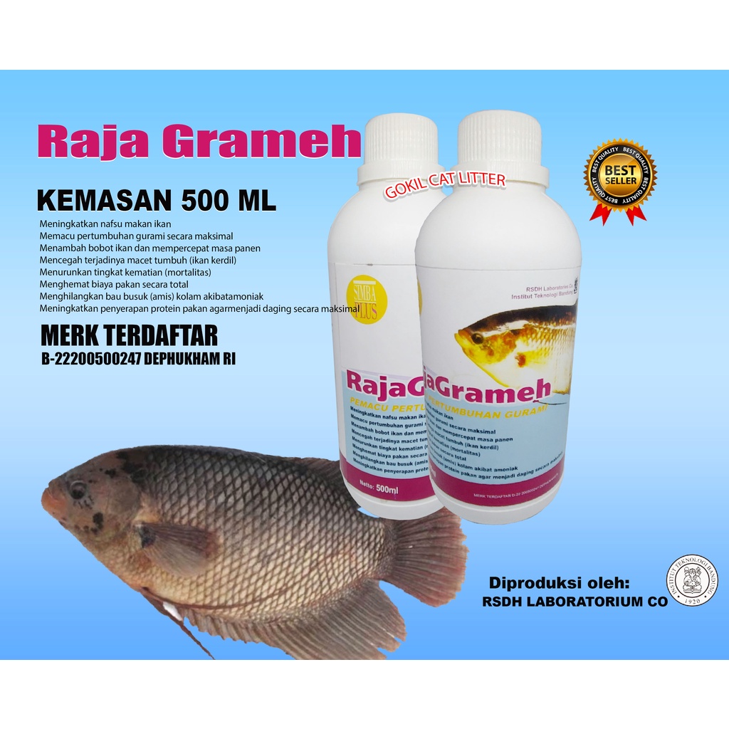 500 ML-RAJA GRAMEH-PENGGEMUK IKAN GURAMIE-VITAMIN IKAN-PROBIOTIK IKAN-PERTUMBUHAN IKAN-