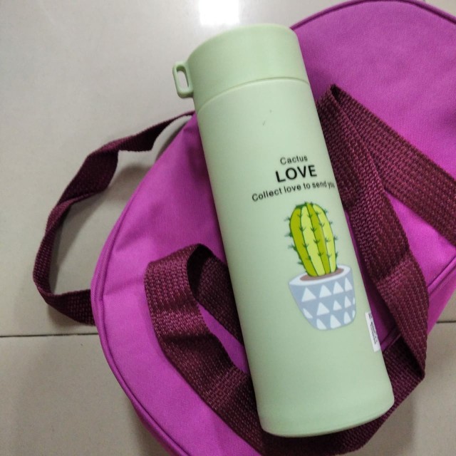 Botol Minum Kaca Love Kaktus Lucu