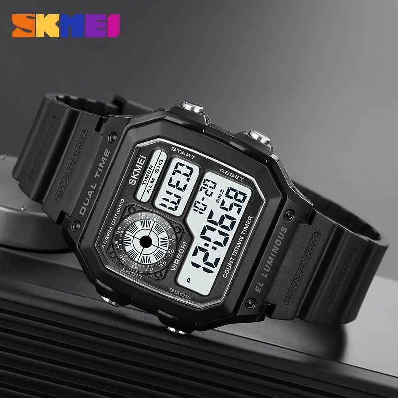 SKMEI 1998 Jam Tangan Pria Wanita Digital Chronograph Sport Watch Dual Time Anti Air Tali Rubber WATCHKITE WKOS