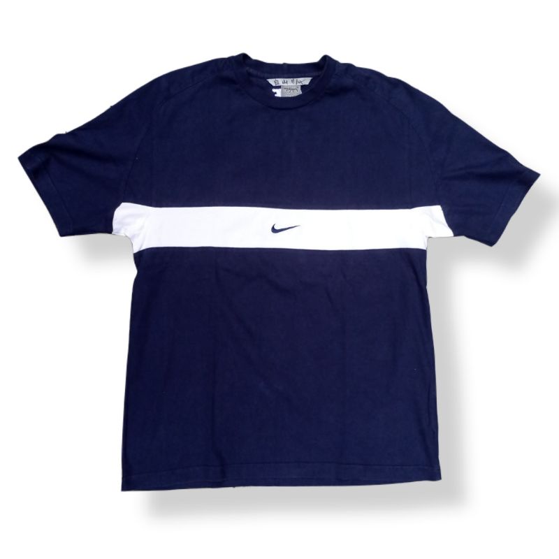 NIKE T-shirt kaos small swoosh center two tone vintage