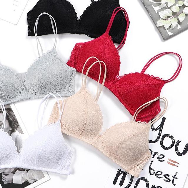 ❅ ANGELA JAPAN Bra BH Push Up Tanpa Kawat Wanita Cewe Busa Tipis Import Bisa Renda Seamless Bikini ◘