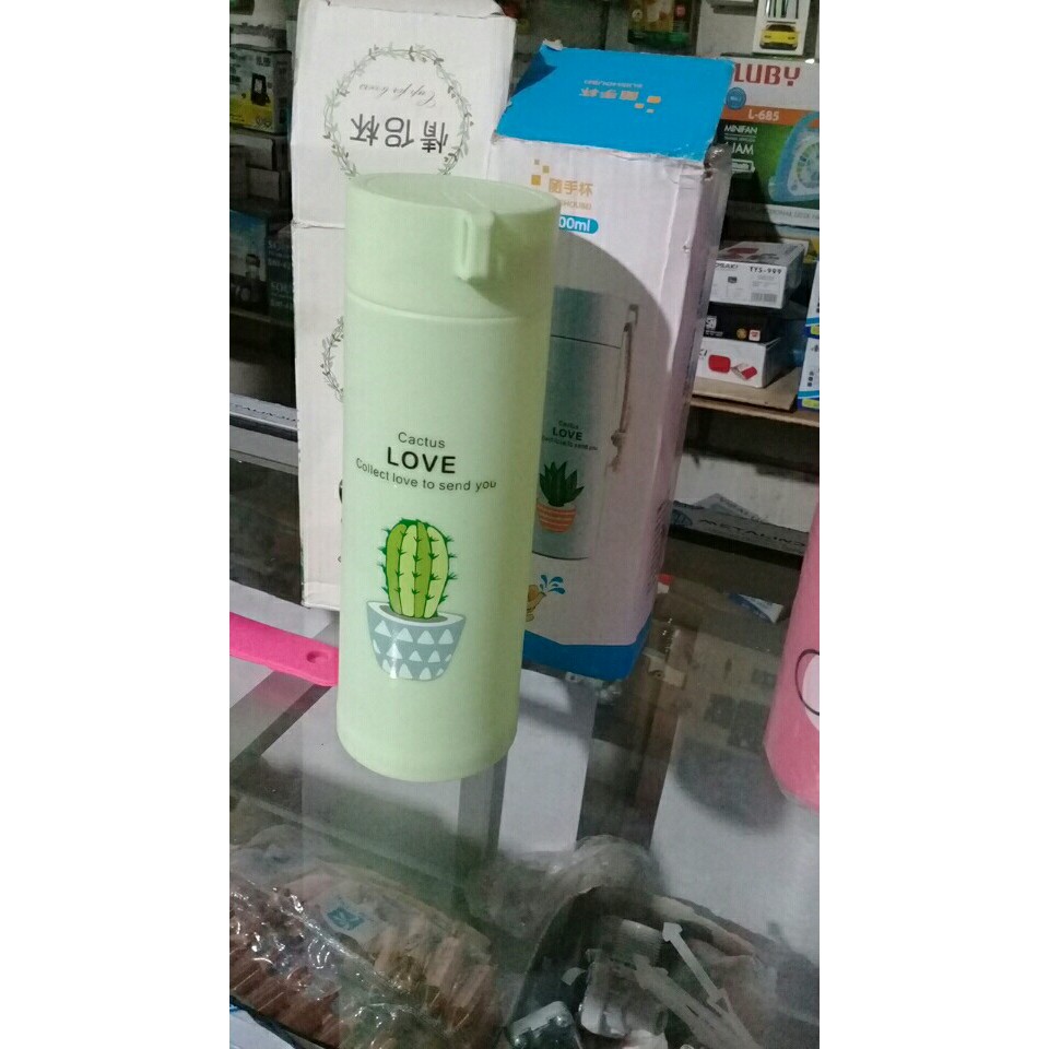 PFS - Botol Minum Kaca unik motif kaktus cactus 450 mL glass material murah cantik padang-6