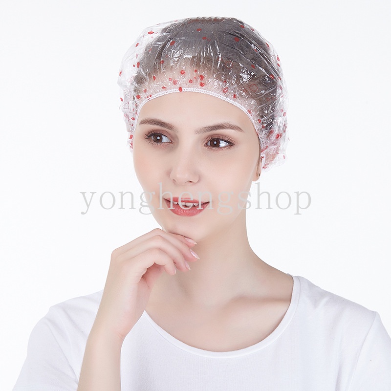 50 Pcs / set Topi Shower Cap Elastis Flexible Sekali Pakai Bahan Plastik Tahan Lama Anti Air Untuk Spa