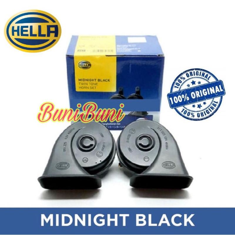 KLAKSON Keong HELLA Hitam Original Komplit Kabel Relay Untuk Mobil &amp; Motor 12 Volt (Sepasanģ)