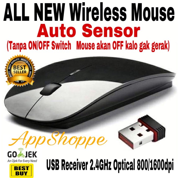 MAGIC MOUSE WIRELESS 2.4GHz FOR LAPTOP STANDARD BATTERY BLACK