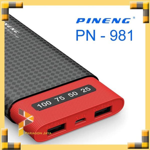 #GudangSatu - PINENG Powerbank PN-981 10000mAh Lithium Polymer Power Bank -Black