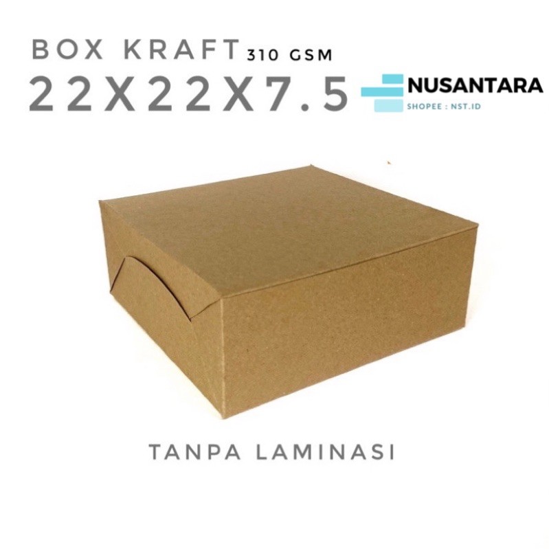 Jual BOX KRAFT COKLAT DOS KOTAK PACKAGING SNACK ROTI KUE UKURAN 22x22x7
