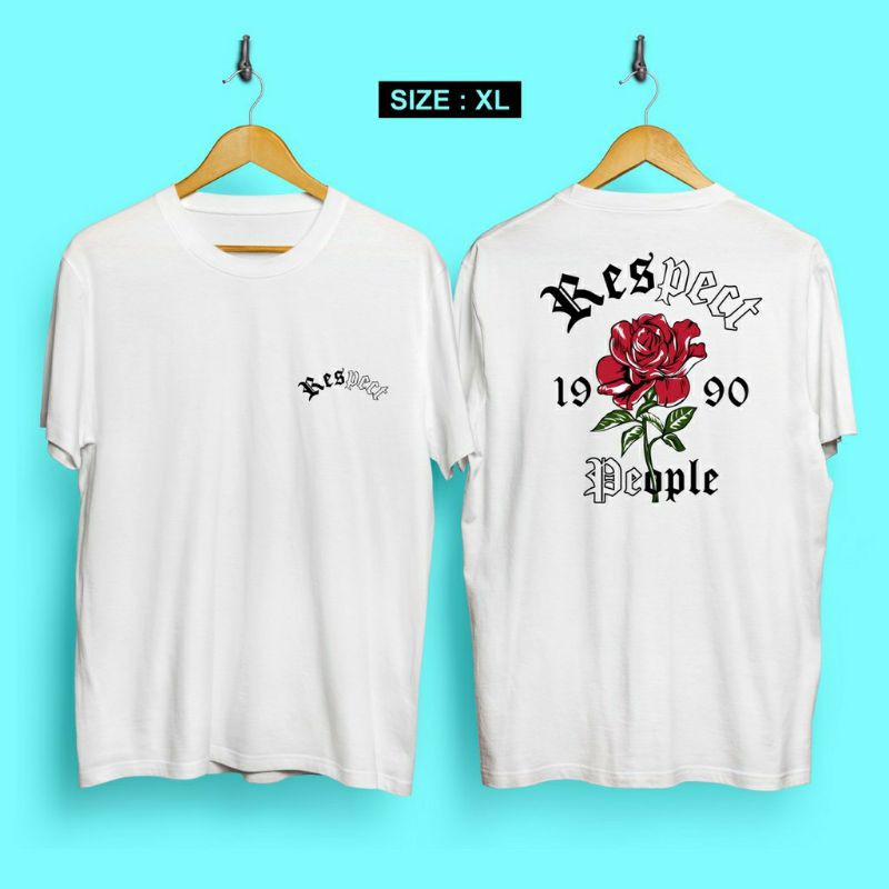 Fourfashion - Kaos Pria Kaos Distro XL RESPECT 1990 PEOPLE White CN699