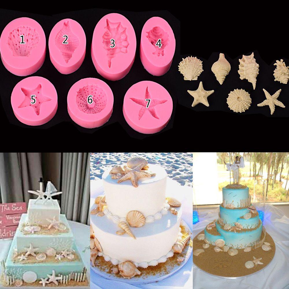 Populer Cetakan Silikon Bintang Laut Gumpaste Sugarcraft Mutiara Keong Marine Series Dekorasi Kue