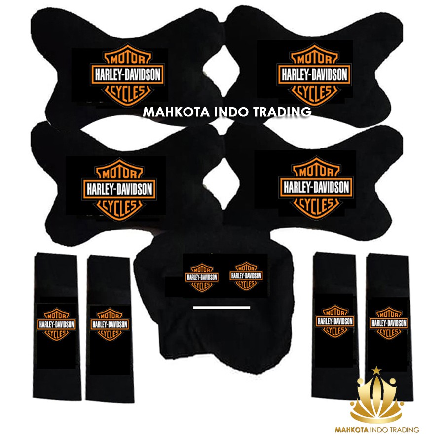 Bantal Jok Mobil HARLEY DAVIDSON Set 9 PC / Bantal Leher Mobil HARLEY MOGE 9 PC PROMO MURAH