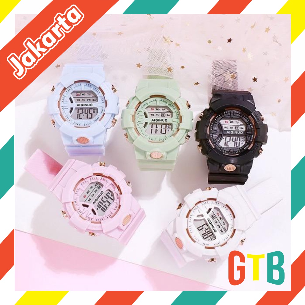 ❤️GTB❤️ JAM TANGAN PRIA WANITA DIGITAL RUBBER SPORT BULAT LED COUPLE ANAK REMAJA GROSIR MURAH JT033