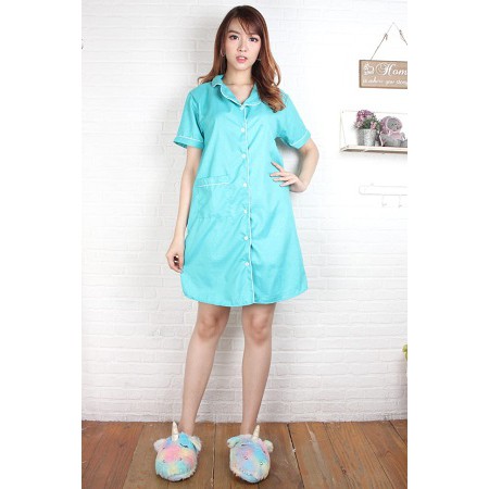 Fortglass DST Saten Sleepwear Baju Tidur Daster Wanita Dewasa Lengan Pendek Satin Embos-TOSCA