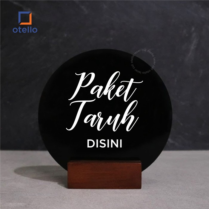 Paket Taruh Disini Sign Akrilik Table Desk Signage Petunjuk Kurir Ojol