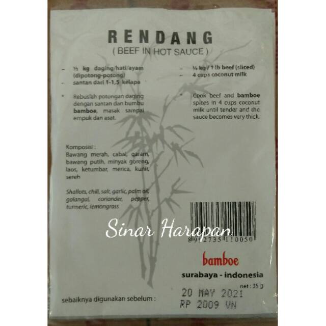 

Bumbu Instant Bamboe Original Rendang