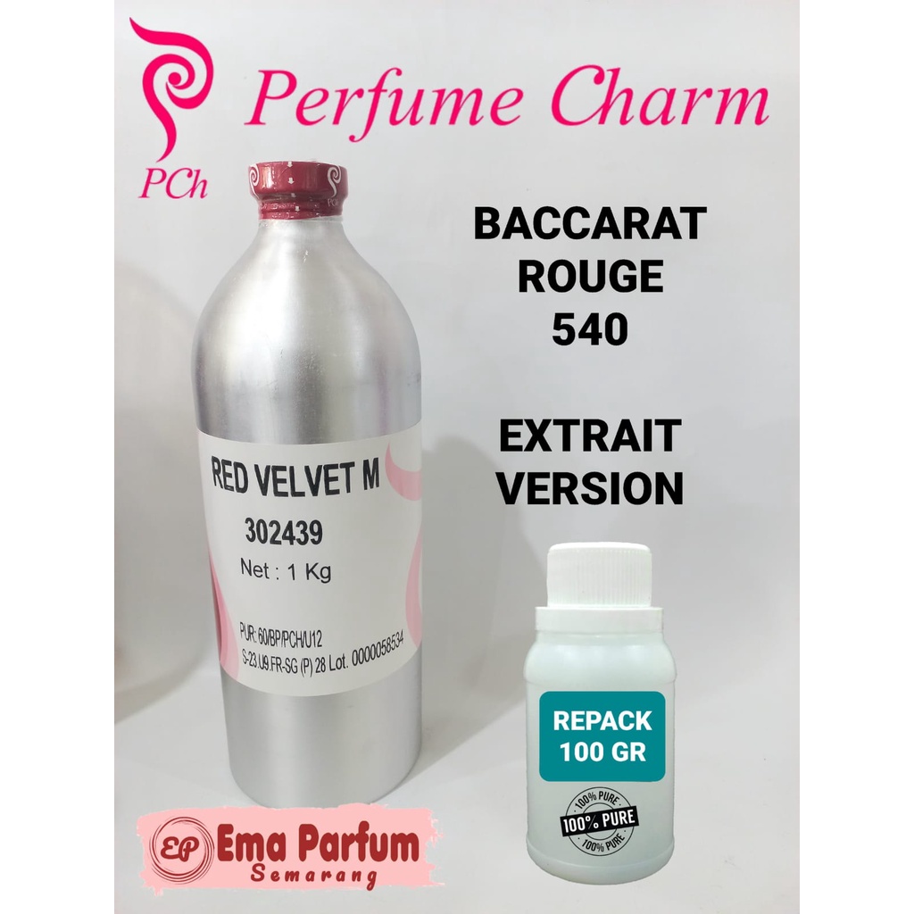 (100 GRAM) RED VELVET BY PCH BIBIT PARFUM MURNI BACCARAT EXTRAIT. BACARAT ROUGE