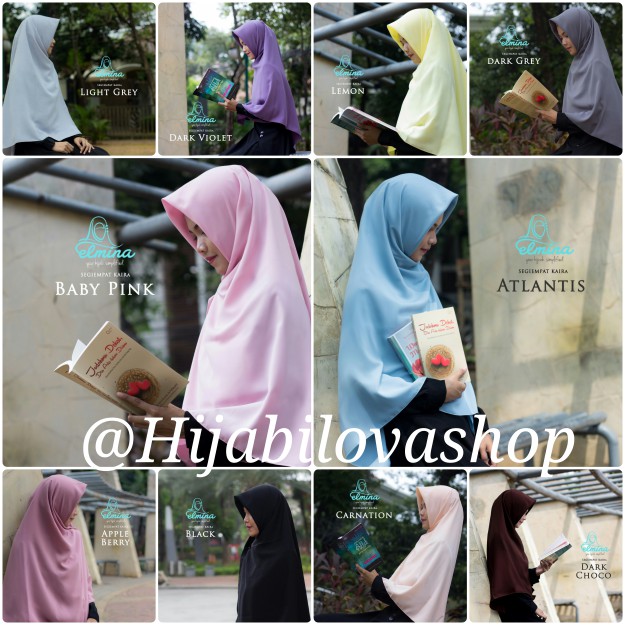 PREMIUM Khimar jilbab Segi Empat Kaira polos 150cm Elmina LIMITED