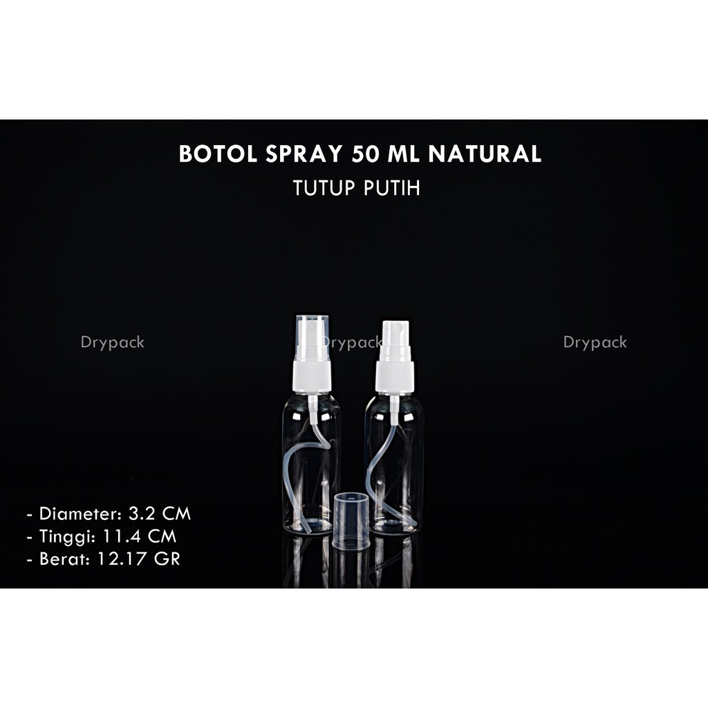 Botol Spray 50 ml Natural tutup Putih