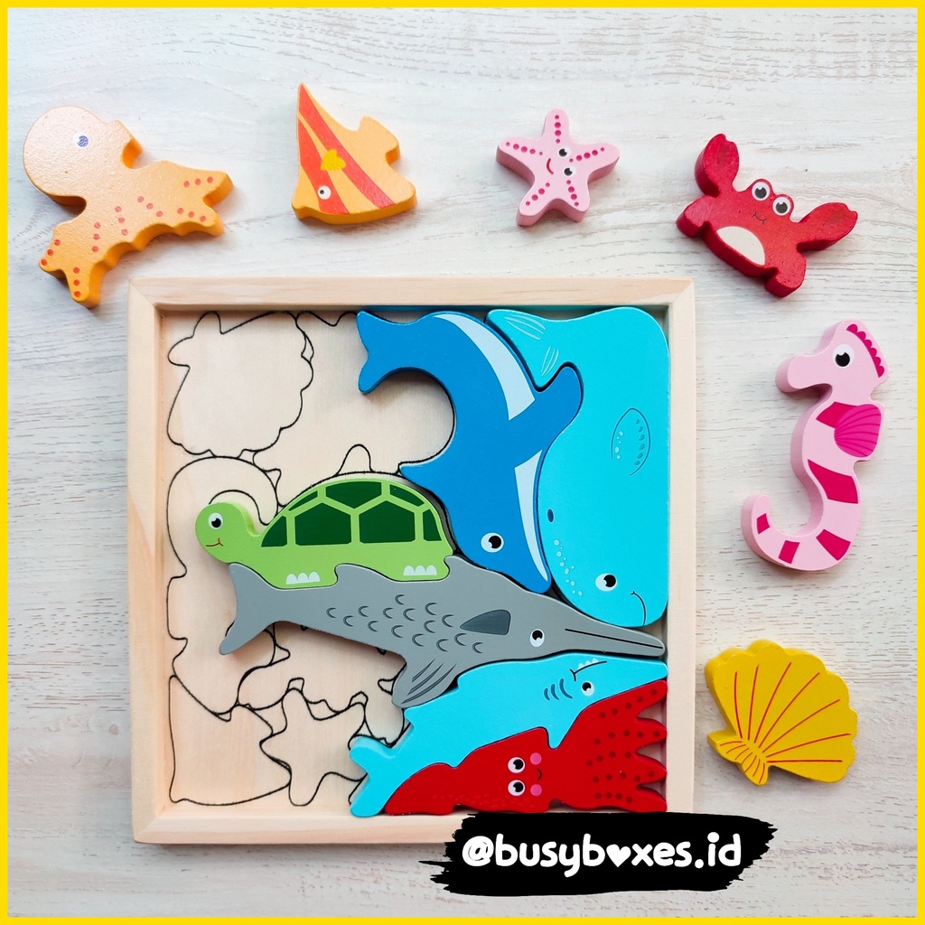 [busyboxes.id] puzzle 3D woooden toys mainan edukasi sea animals