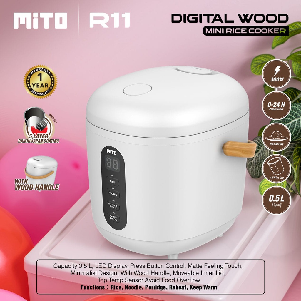 Rice Cooker Digital Mito R11 Kapasitas 0.5 Liter - ORIGINAL GARANSI RESMI