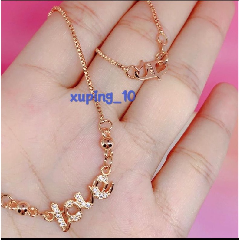 Kalung Anak Perempuan Xuping Gold Silver Liontin Permata Love *04