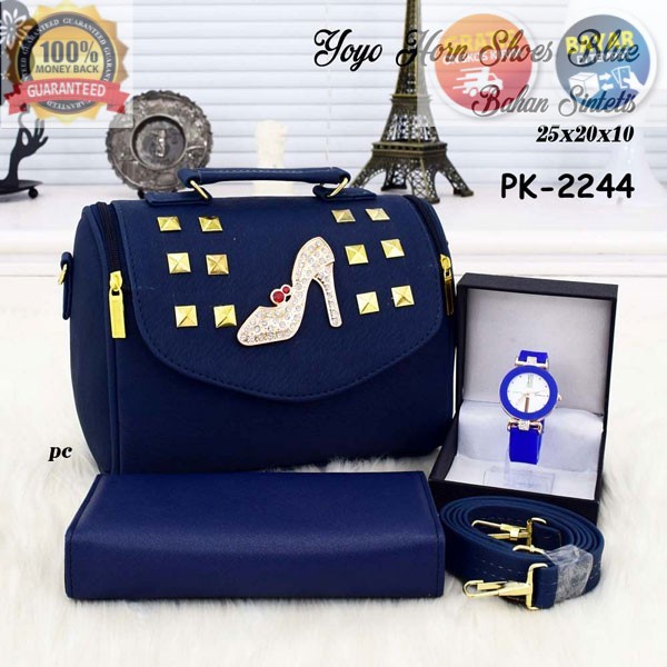 COD TAS SELEMPANG WANITA YOYO HEELS BLACK ELEGANT TALI PANJANG TOTE SLEMPANG PAKET HEMAT FREE DOMPET