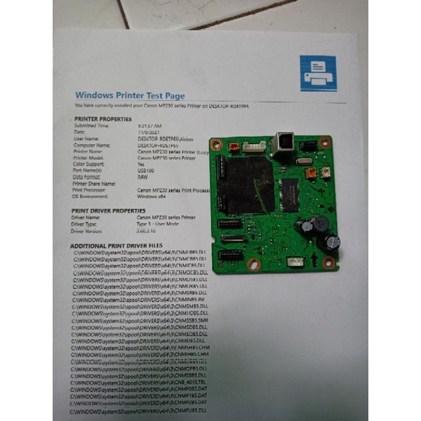 Mainboard / Mobo printer canon Mp237 Mp258 cabutan/used