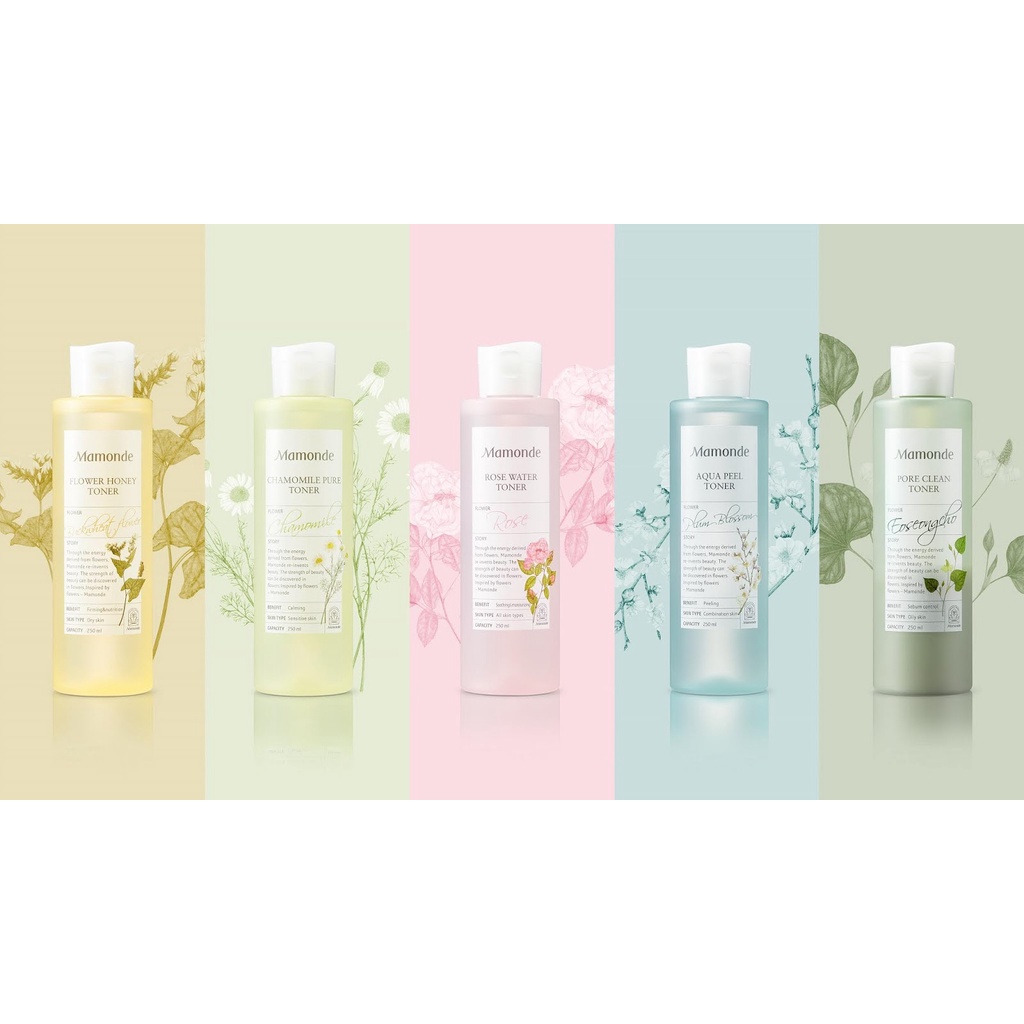 Mamonde Flower Toner All Varian Fullsize Ukuran Besar BPOM - Rose Toner / Chamomile Toner / Pore Clean Toner / Aqua Peel Toner / Centella Trouble Toner / Narcissus Ampoule Toner - 250 ml / 150 ml