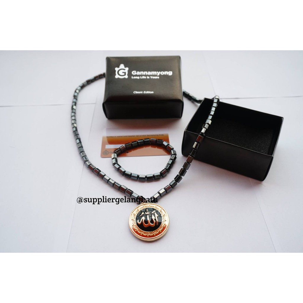 kalung sehat lafaz gold full zircon gannamyong pendant Liontin Asli korea bonus kartu keras ktp