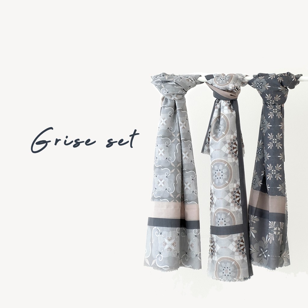 Grise Set by Famine / hijab / scarf / hijab voal / scarf voal / hijab satin / scarf satin