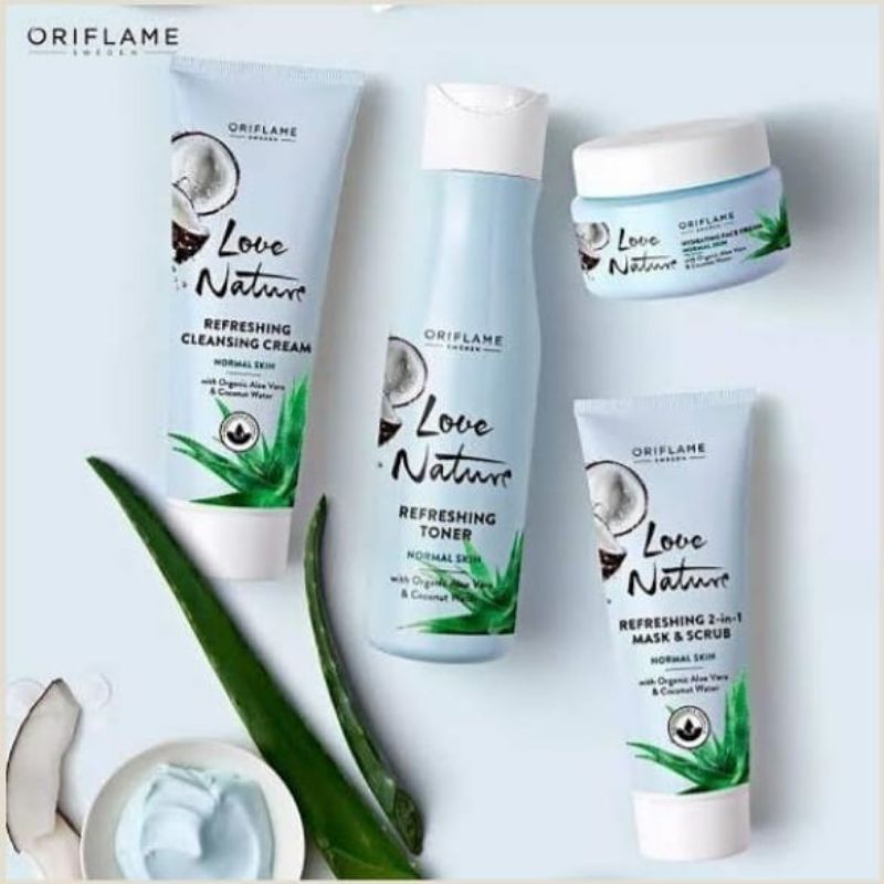 Love Nature Toner/Cleansing Cream/Mask&amp;Scrub/Face Cream With Organic Aloe Vera&amp;Coconut  Water