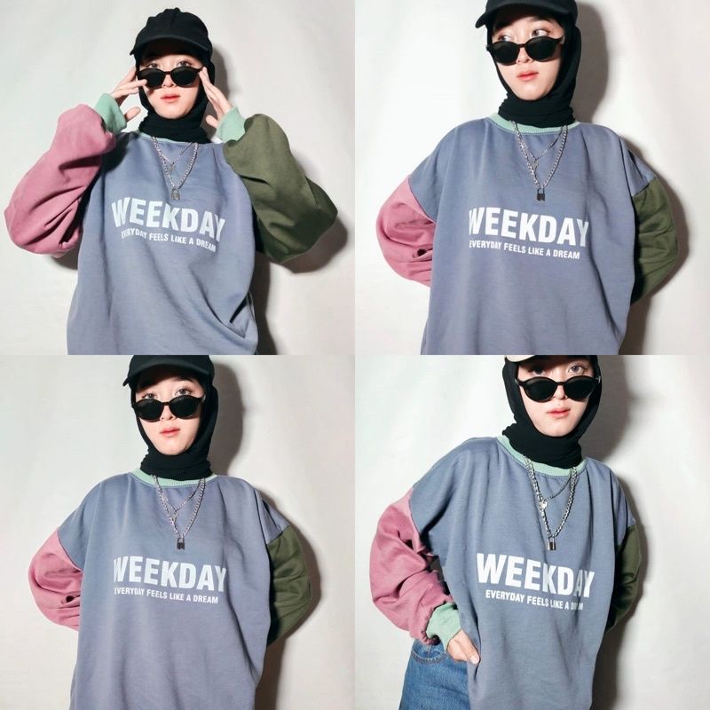 WEEKDAY SWEATER WANITA MURAH CREWNECK KEKINIAN SWEATER OVERSIZE