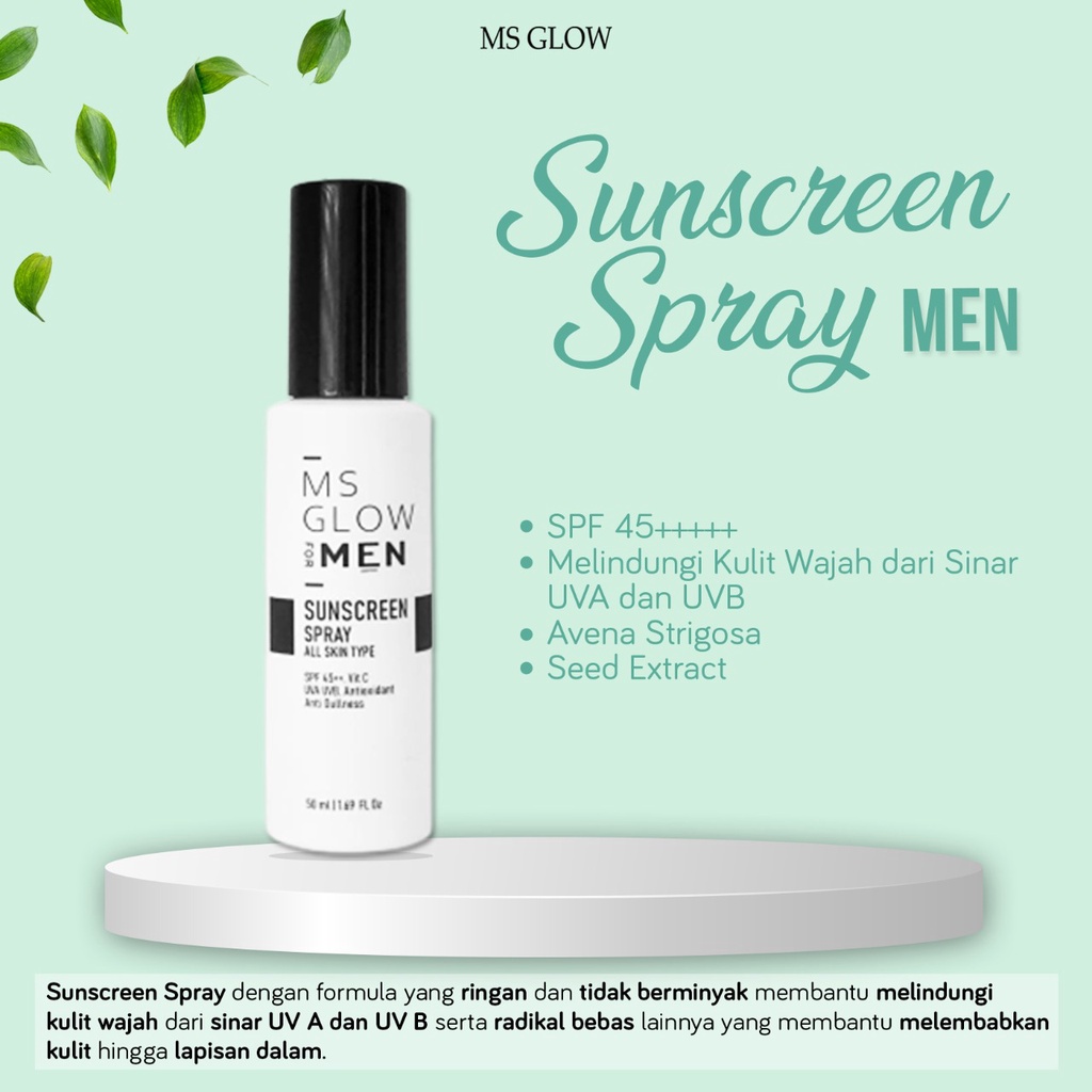 Ms Glow Sunscreen Spray Ms Glow For Men Sunscreen Pria Cowok Original 100% SPF 30 PA ++++