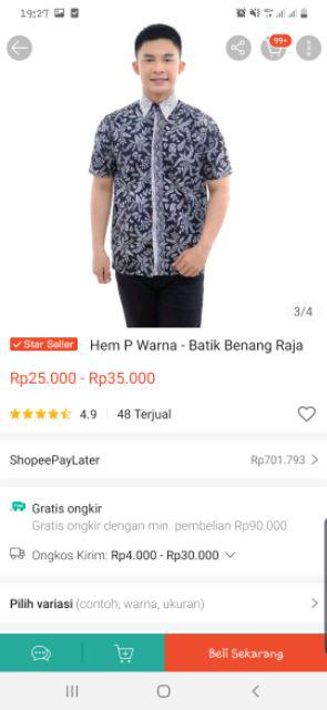 Benang Raja Kemeja Batik Pria Hem Lengan Pendek Ukuran Jumbo 2xl 3xl